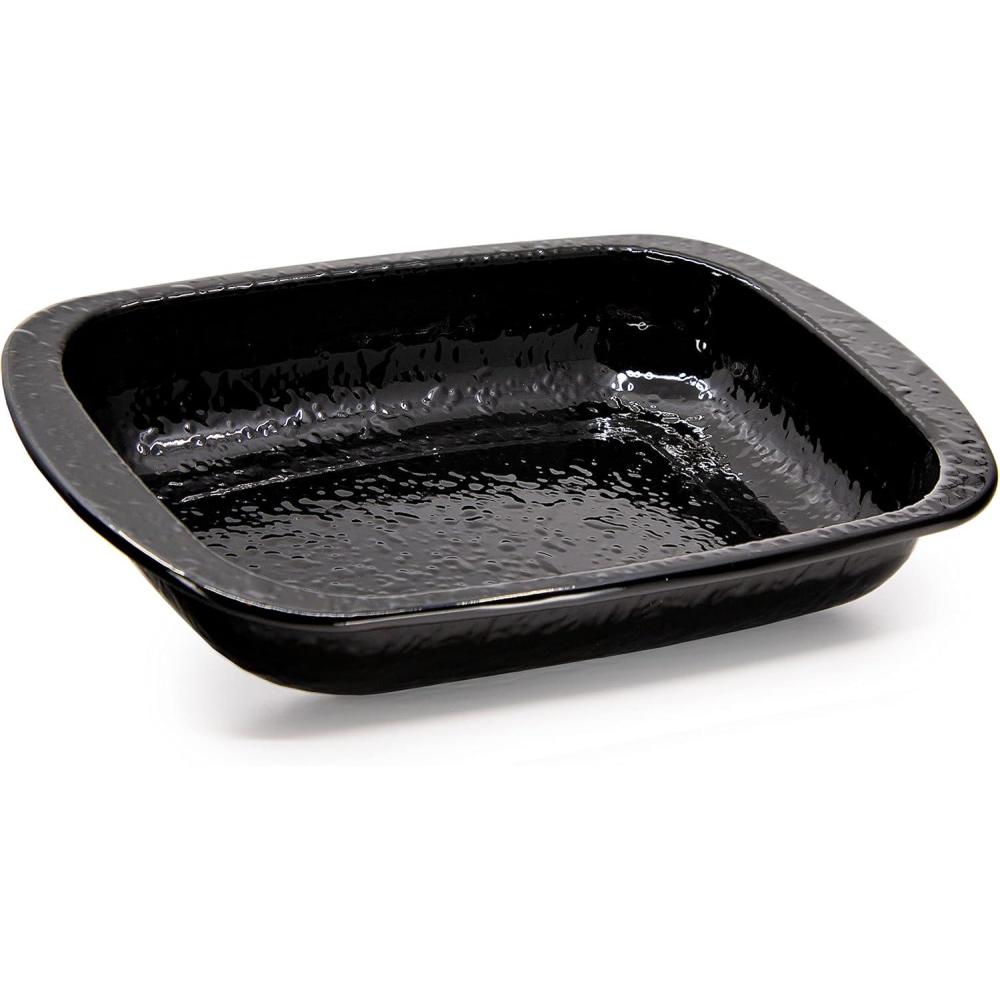 image:imageGolden Rabbit Enamelware Baking Pan 3 quart Solid White TexturedSolid Black Textured