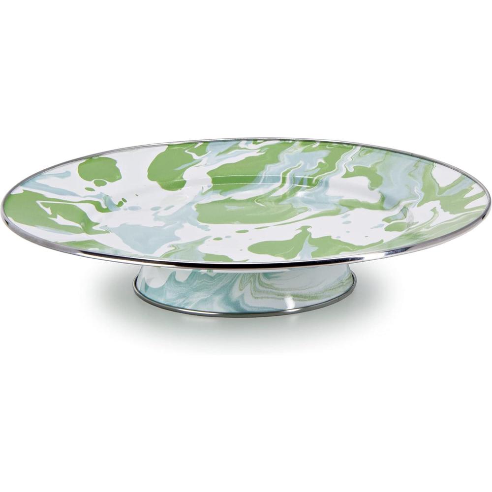 image:imageGolden Rabbit Enamelware Cake Plate 125 inch Solid White TexturedModern Monet