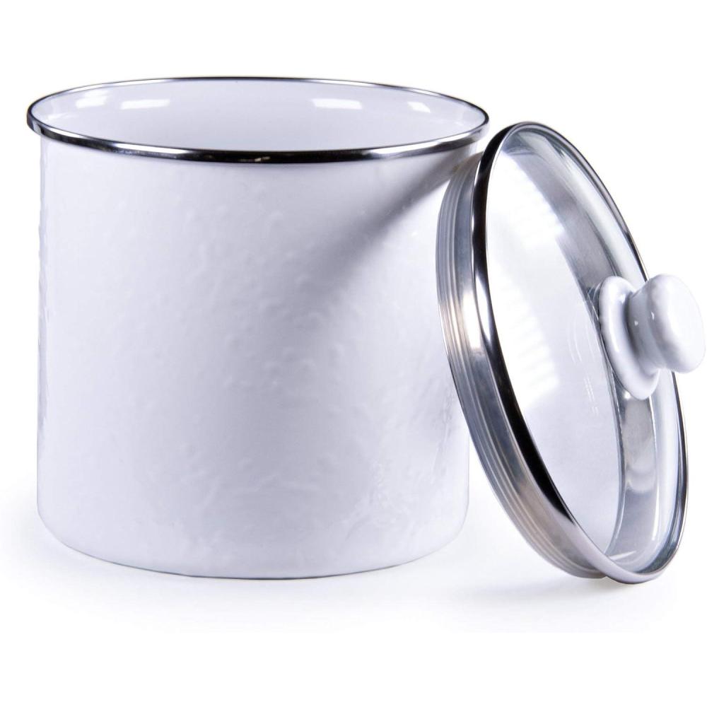 image:imageGolden Rabbit Enamelware Canister 8 cup Solid White TexturedSolid White Textured