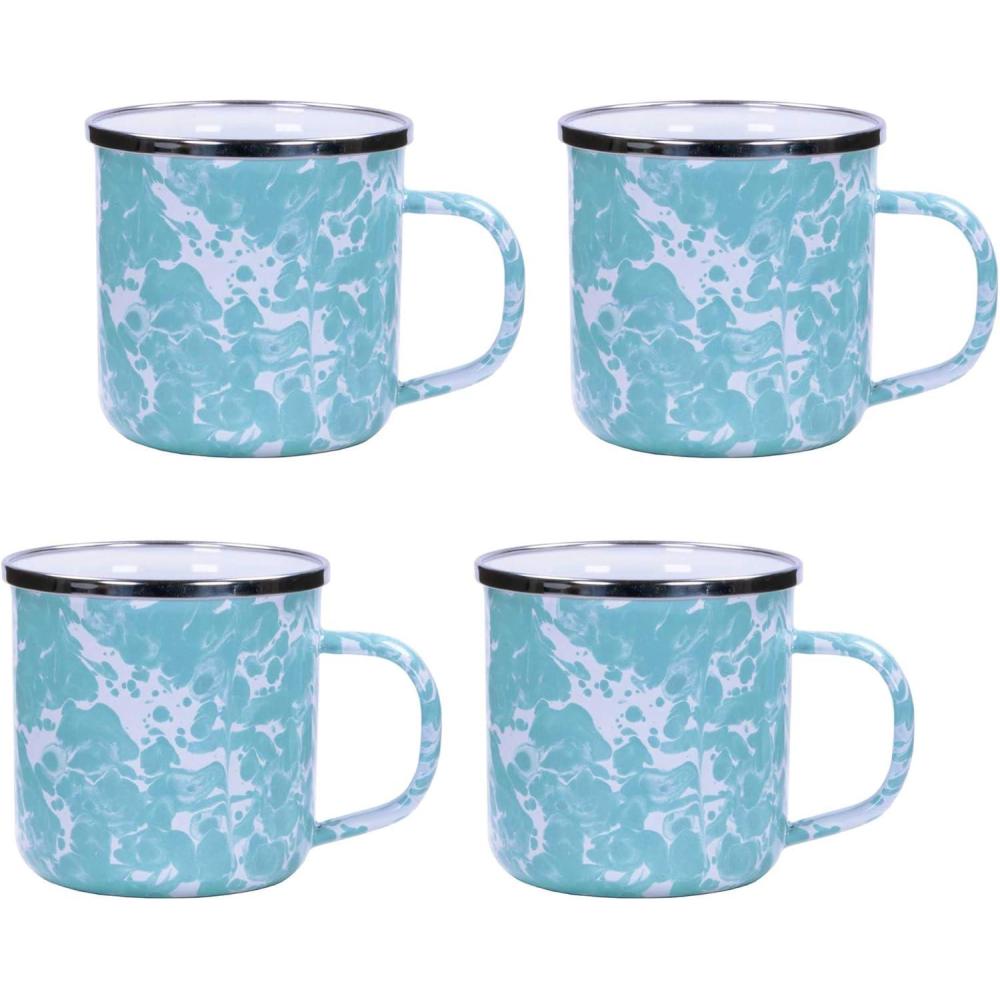 image:imageGolden Rabbit Enamelware Coffee or Tea Mugs 12 ounce Solid White Textured Set of 4Sea Glass