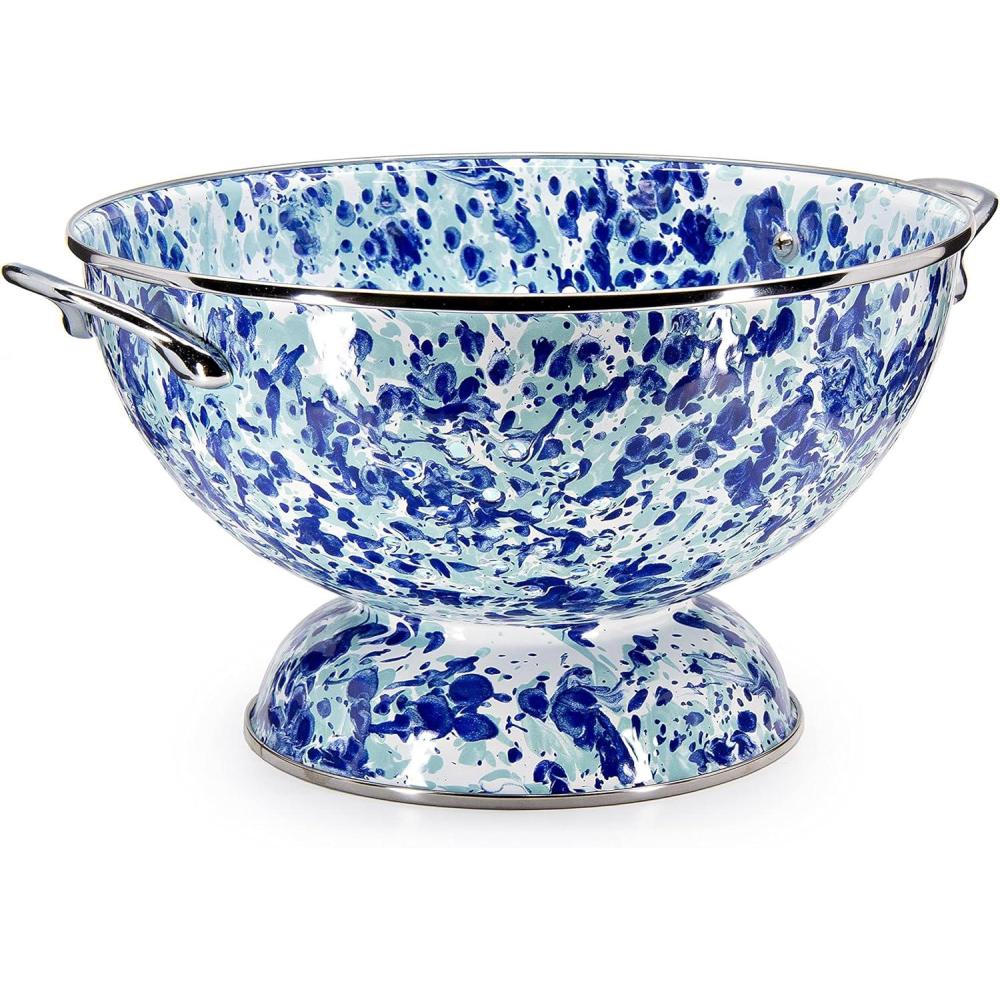 image:imageGolden Rabbit Enamelware Large Colander 5 quart Solid White TexturedOcean
