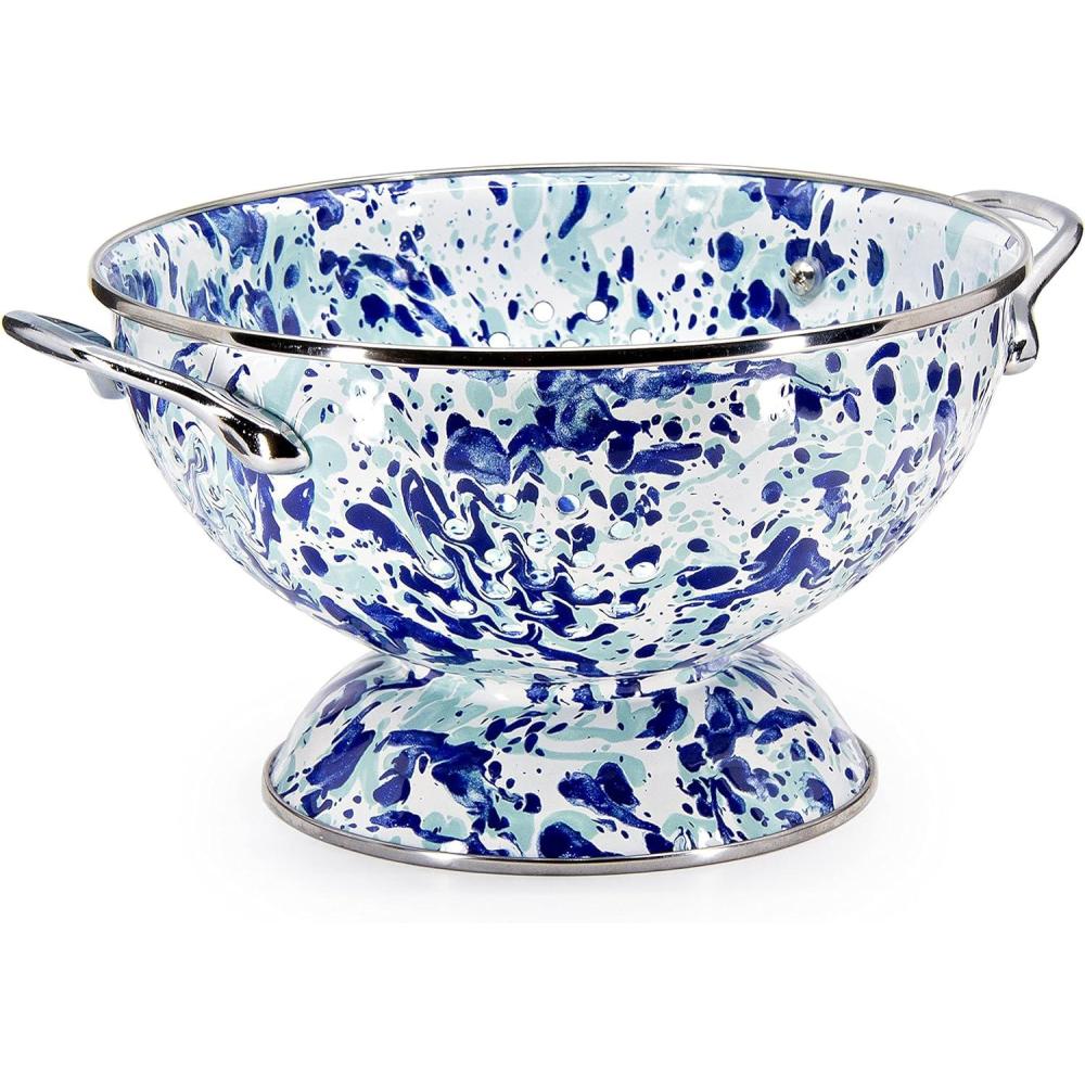 image:imageGolden Rabbit Enamelware Medium Colander 3 quart Solid White TexturedOcean