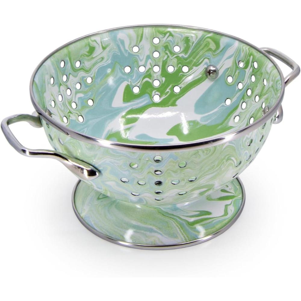 image:imageGolden Rabbit Enamelware Petite Colander 1 quart Solid White TexturedModern Monet