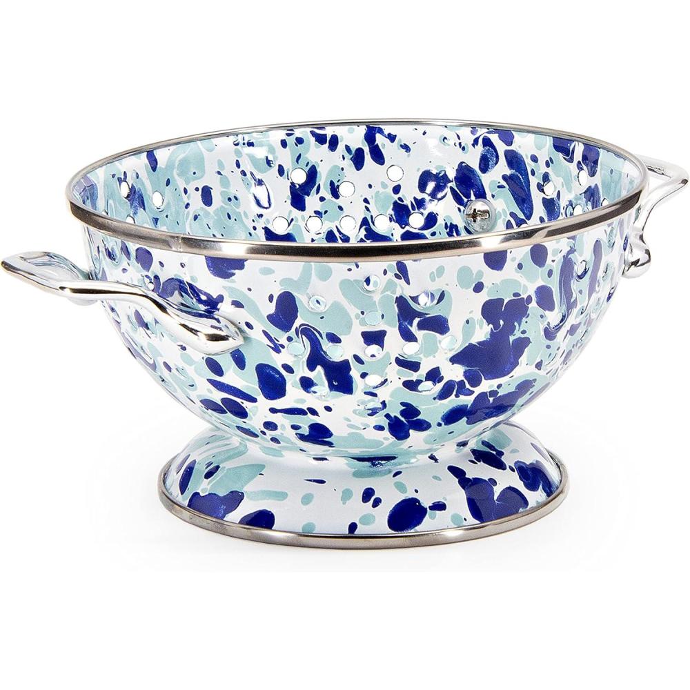 image:imageGolden Rabbit Enamelware Petite Colander 1 quart Solid White TexturedOcean