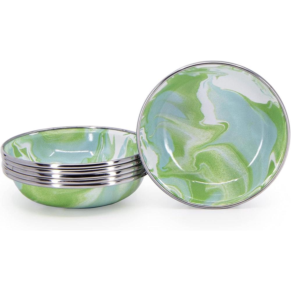 image:imageGolden Rabbit Enamelware Tasting Dish Bowls 4 ounce Solid White Textured Set of 6Modern Monet