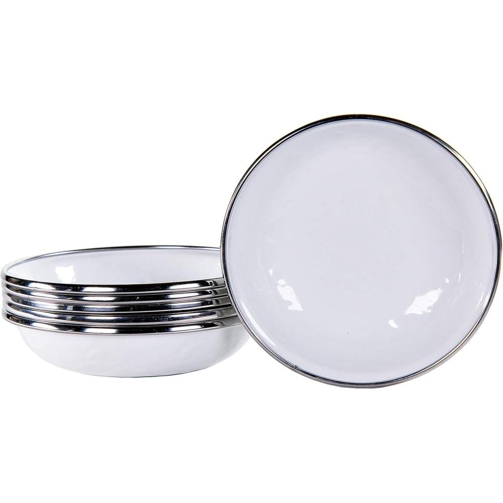 image:imageGolden Rabbit Enamelware Tasting Dish Bowls 4 ounce Solid White Textured Set of 6Solid White Textured