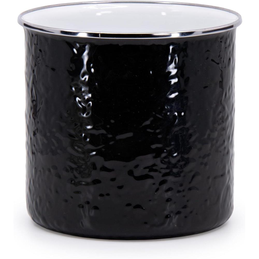 image:imageGolden Rabbit Enamelware Utensil Holder Solid White TexturedSolid Black Textured