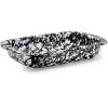 Golden Rabbit Enamelware Baking Pan, 3 quart, Solid White Textured(Black Swirl)