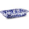 Golden Rabbit Enamelware Baking Pan, 3 quart, Solid White Textured(Cobalt Swirl)