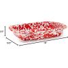 Golden Rabbit Enamelware Baking Pan, 3 quart, Solid White Textured(Red Swirl)