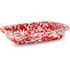 Golden Rabbit Enamelware Baking Pan, 3 quart, Solid White Textured(Red Swirl)