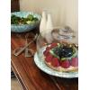 Golden Rabbit Enamelware Cake Plate, 12.5 inch, Solid White Textured(Sea Glass)