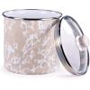 Golden Rabbit Enamelware Canister, 8 cup, Solid White Textured(Taupe Swirl)