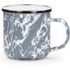 Golden Rabbit Enamelware Coffee or Tea Mugs, 12 ounce, Solid White Textured, Set of 4(Grey Swirl)