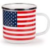 Golden Rabbit Enamelware Coffee or Tea Mugs, 12 ounce, Solid White Textured, Set of 4(Stars & Stripes)