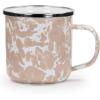 Golden Rabbit Enamelware Coffee or Tea Mugs, 12 ounce, Solid White Textured, Set of 4(Taupe Swirl)