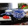 Golden Rabbit Enamelware Dutch Oven, 4 quart, Solid White Textured(Cobalt Swirl)