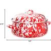 Golden Rabbit Enamelware Dutch Oven, 4 quart, Solid White Textured(Red Swirl)