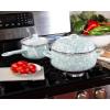 Golden Rabbit Enamelware Dutch Oven, 4 quart, Solid White Textured(Sea Glass)