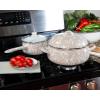 Golden Rabbit Enamelware Dutch Oven, 4 quart, Solid White Textured(Taupe Swirl)