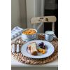 Golden Rabbit Enamelware Flatware Gift Set, Fork and Spoon, Solid White Textured(Pastel Blue)