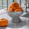 Golden Rabbit Enamelware Large Colander, 5 quart, Solid White Textured(Grey Swirl)