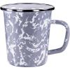 Golden Rabbit Enamelware Latte Coffee or Tea Mugs, 16 ounce, Solid White Textured, Set of 4(Grey Swirl)