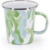 Golden Rabbit Enamelware Latte Coffee or Tea Mugs, 16 ounce, Solid White Textured, Set of 4(Modern Monet)