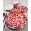 Golden Rabbit Enamelware Latte Coffee or Tea Mugs, 16 ounce, Solid White Textured, Set of 4(Red Swirl)