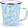 Golden Rabbit Enamelware Latte Coffee or Tea Mugs, 16 ounce, Solid White Textured, Set of 4(Sea Glass)