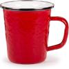 Golden Rabbit Enamelware Latte Coffee or Tea Mugs, 16 ounce, Solid White Textured, Set of 4(Solid Red Textured)