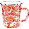 Golden Rabbit Enamelware Latte Coffee or Tea Mugs, 16 ounce, Solid White Textured, Set of 4(Sunset)