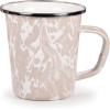 Golden Rabbit Enamelware Latte Coffee or Tea Mugs, 16 ounce, Solid White Textured, Set of 4(Taupe Swirl)