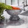 Golden Rabbit Enamelware Medium Colander, 3 quart, Solid White Textured(Grey Swirl)