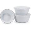 Golden Rabbit Enamelware Nesting Storage Bowls with Lids, Set of 3, Solid White Textured(Solid White Textured)