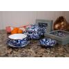 Golden Rabbit Enamelware Petite Tureens Pots, 16 ounce, Solid White Textured, Set of 2(Cobalt Swirl)