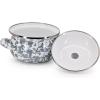 Golden Rabbit Enamelware Petite Tureens Pots, 16 ounce, Solid White Textured, Set of 2(Grey Swirl)