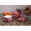 Golden Rabbit Enamelware Petite Tureens Pots, 16 ounce, Solid White Textured, Set of 2(Red Swirl)