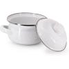 Golden Rabbit Enamelware Petite Tureens Pots, 16 ounce, Solid White Textured, Set of 2(Solid White Textured)