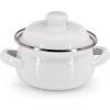 Golden Rabbit Enamelware Petite Tureens Pots, 16 ounce, Solid White Textured, Set of 2(Solid White Textured)