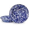 Golden Rabbit Enamelware Pie Pan Plate, 10 inch, Solid White Textured(Cobalt Swirl)