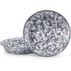 Golden Rabbit Enamelware Pie Pan Plate, 10 inch, Solid White Textured(Grey Swirl)
