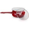 Golden Rabbit Enamelware Sauce Pan with Handle, 5 cup, Solid White Textured(Solid Red Textured)