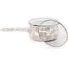 Golden Rabbit Enamelware Sauce Pan with Handle, 5 cup, Solid White Textured(Taupe Swirl)