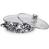 Golden Rabbit Enamelware Saute Pan, 3 quart, Solid White Textured(Black Swirl)