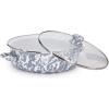 Golden Rabbit Enamelware Saute Pan, 3 quart, Solid White Textured(Grey Swirl)