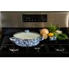 Golden Rabbit Enamelware Saute Pan, 3 quart, Solid White Textured(Ocean)