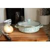 Golden Rabbit Enamelware Saute Pan, 3 quart, Solid White Textured(Sea Glass)