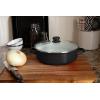 Golden Rabbit Enamelware Saute Pan, 3 quart, Solid White Textured(Solid Black Textured)
