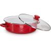 Golden Rabbit Enamelware Saute Pan, 3 quart, Solid White Textured(Solid Red Textured)